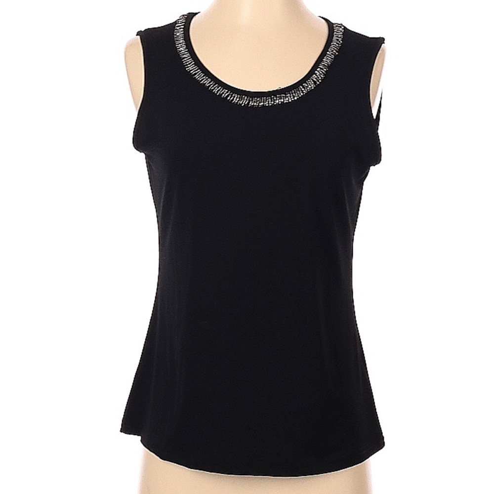 Beta’s Choice Black Sleeveless Blouse with Silver Rhinestones Small